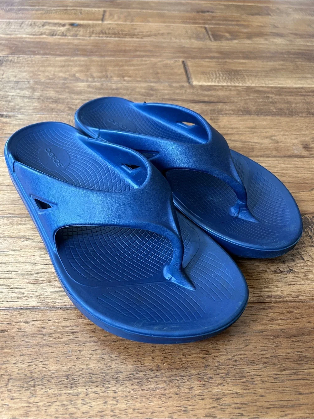 Oofos OOriginal Sandals Recovery Flip Flop Thongs Navy Blue Mens Size 10